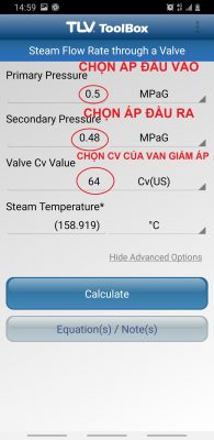 TÍNH LƯU LƯỢNG HƠI NÓNG QUA VAN GIẢM ÁP